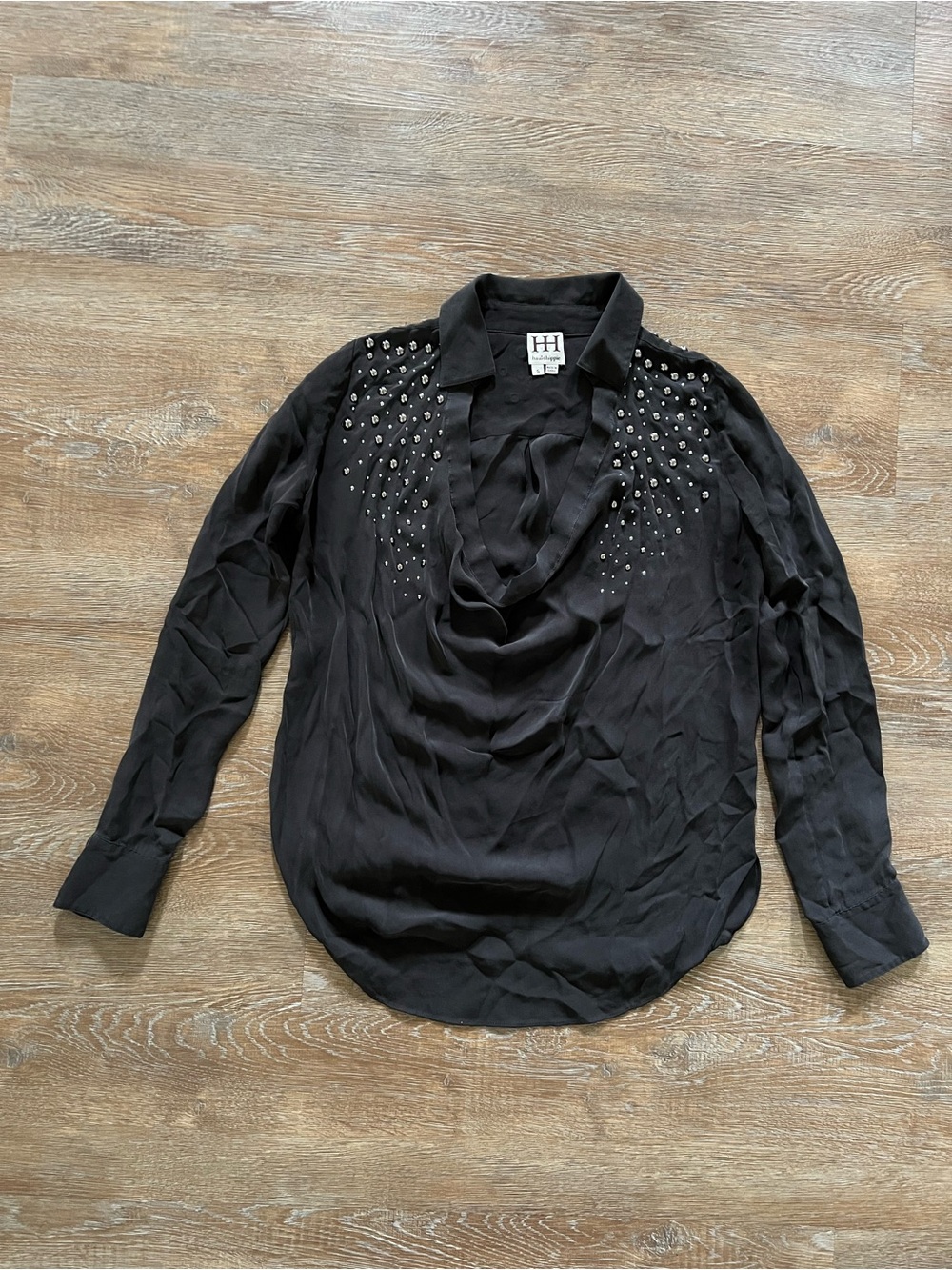 Haute Hippie 100% Silk Embellished | Black Blouse | Size Small